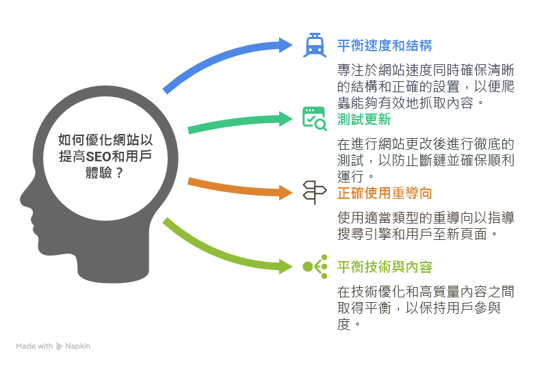 速度雖然重要，但若網站層級混亂、找不到 Sitemap 或 Robots.txt 設定錯誤，還是很難讓爬蟲抓全內容。